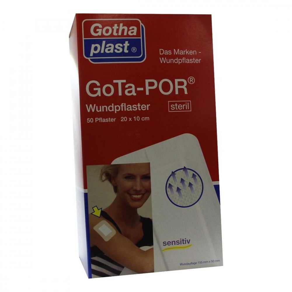 Das Produktfoto zeigt Gota-Por Wundpflaster Steril 100x200 Mm (50 stk) PZN 04473675