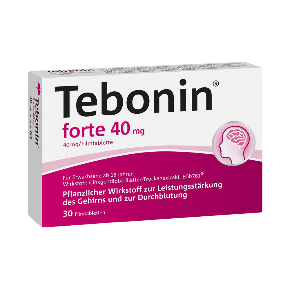 Das Produktfoto zeigt Tebonin Forte 40 Mg Filmtabletten (30 stk) PZN 04507747