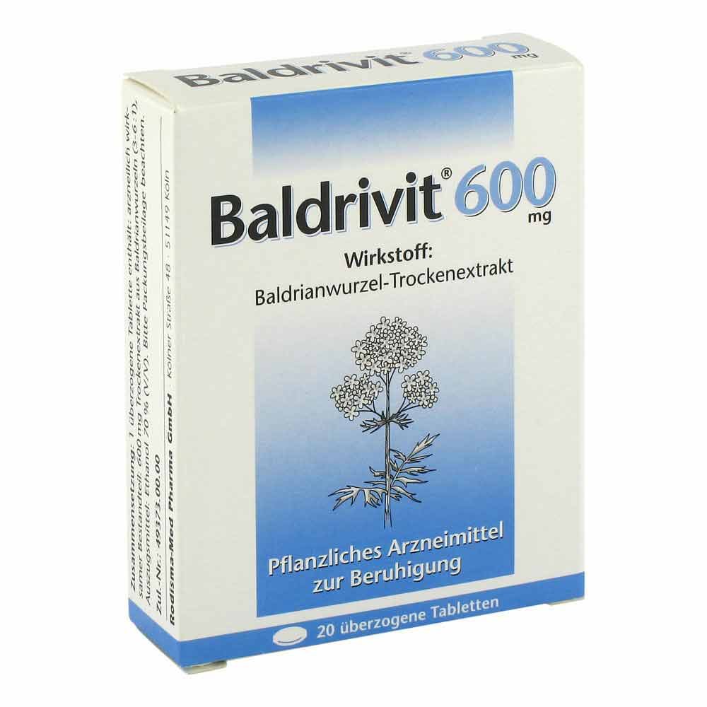 Das Produktfoto zeigt Baldrivit 600 Mg Überzogene Tabletten (20 stk) PZN 04552819