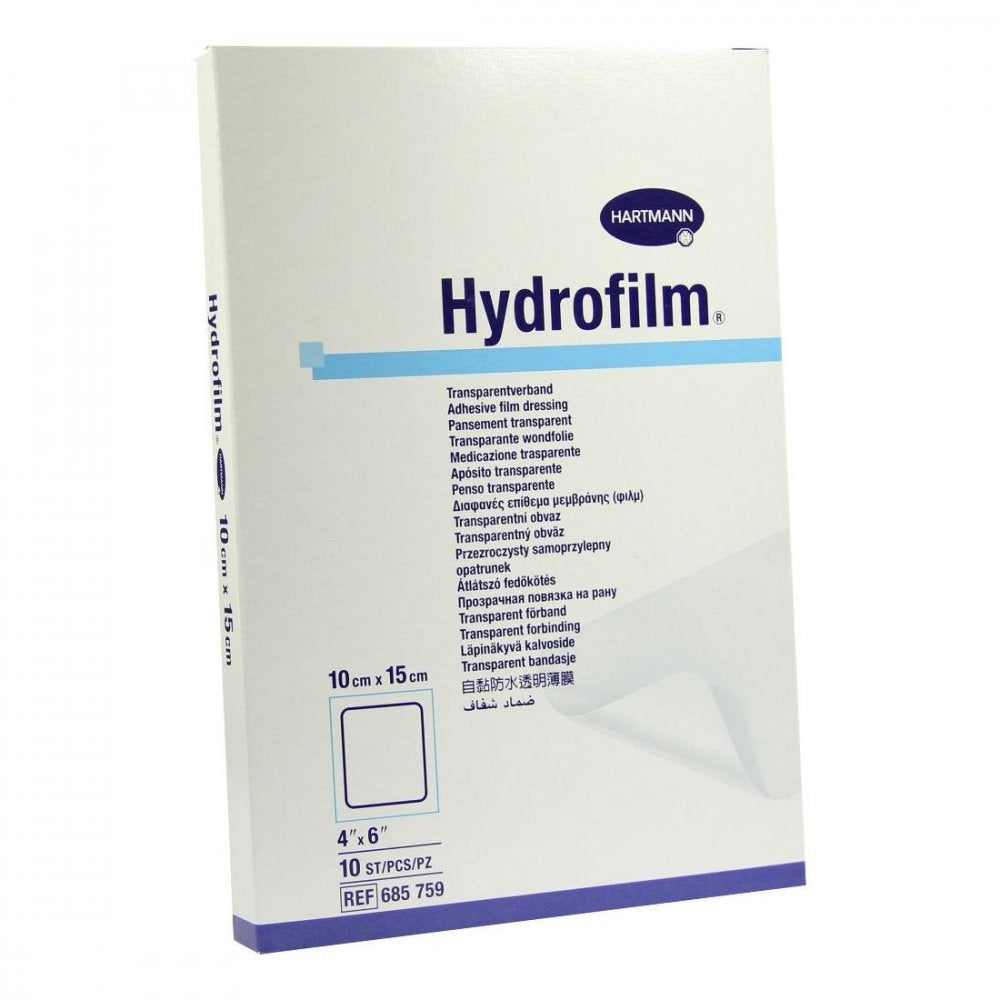 Das Produktfoto zeigt Hydrofilm Transparentverband 10x15 Cm (10 stk) PZN 04601328
