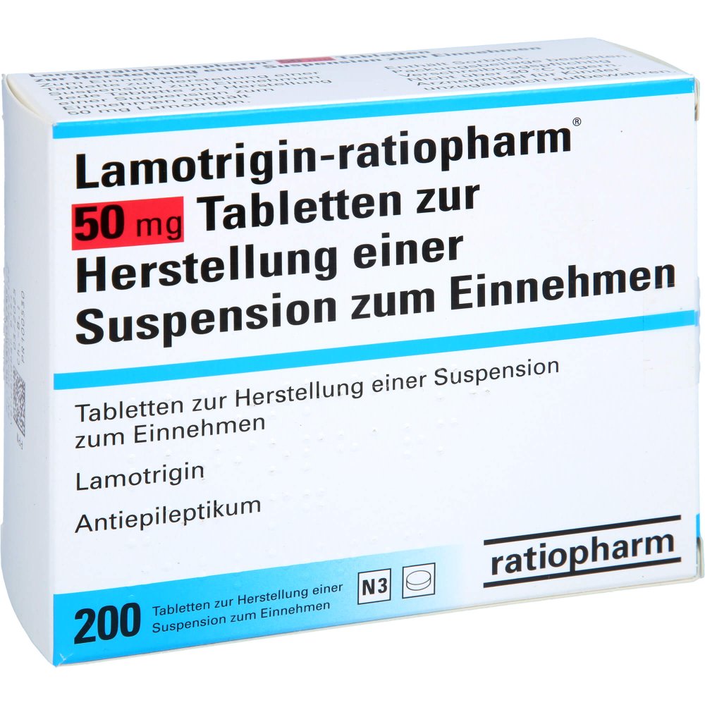 Das Produktfoto zeigt Lamotrigin-Ratiopharm 50 Mg Tab.Z.H.Susp.Z.Einn. (200 stk) PZN 04625547