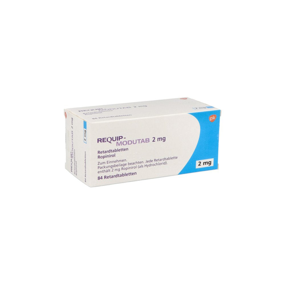 Das Produktfoto zeigt Requip-Modutab 2 Mg Retardtabletten (84 stk) PZN 04651987