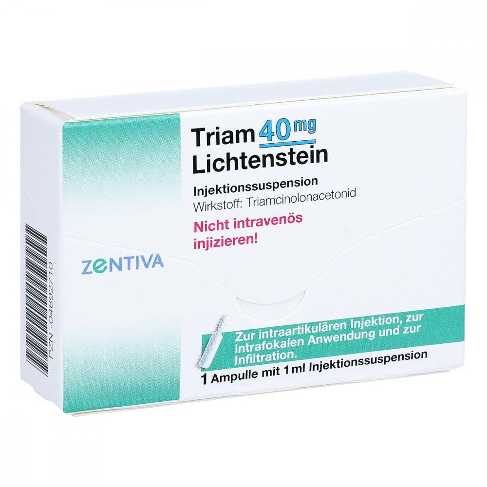 Das Produktfoto zeigt Triam 40 Lichtenstein Kristallsuspension Ampullen (1X1 ml) PZN 04692710