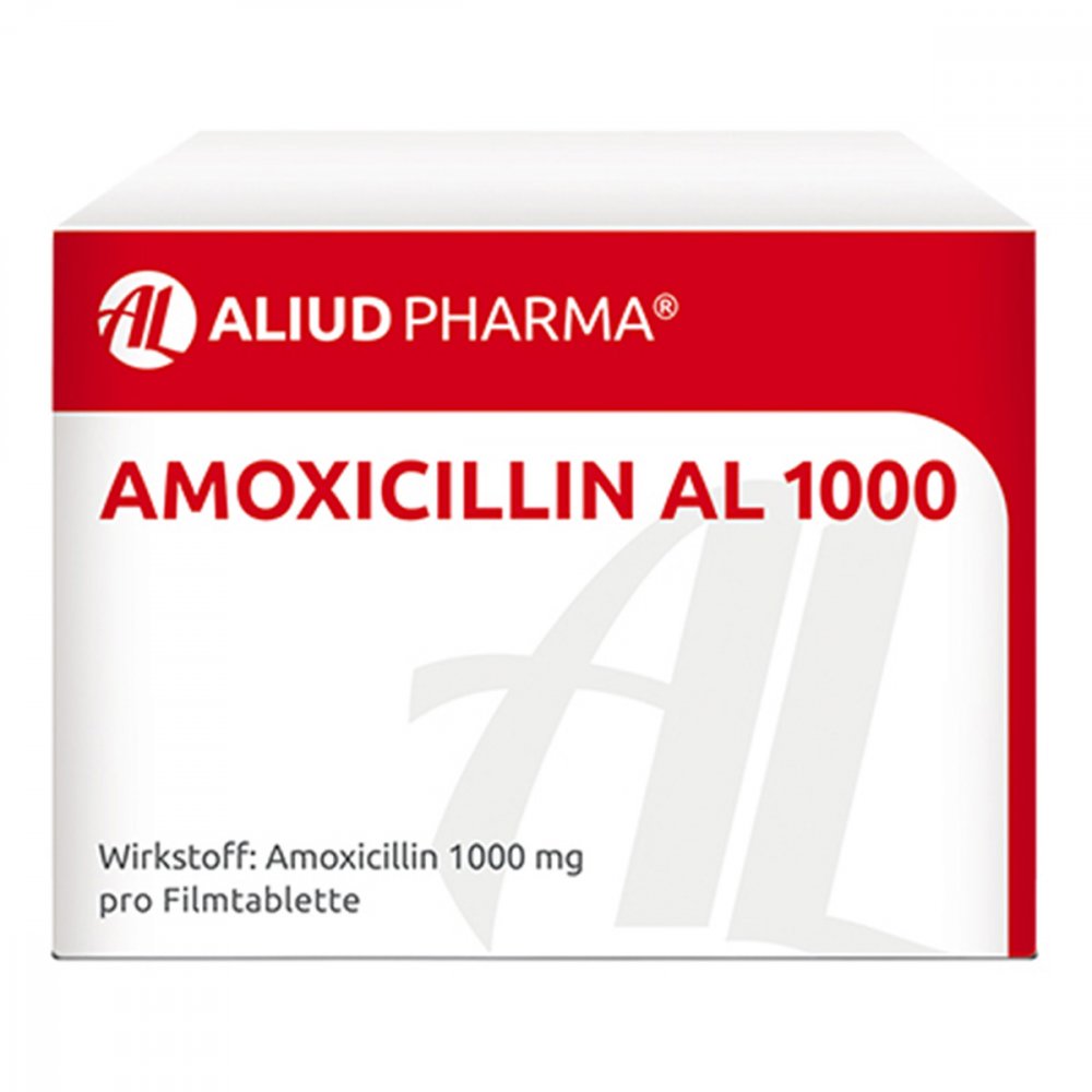 Das Produktfoto zeigt Amoxicillin Al 1000 Filmtabletten (10 stk) PZN 04751424