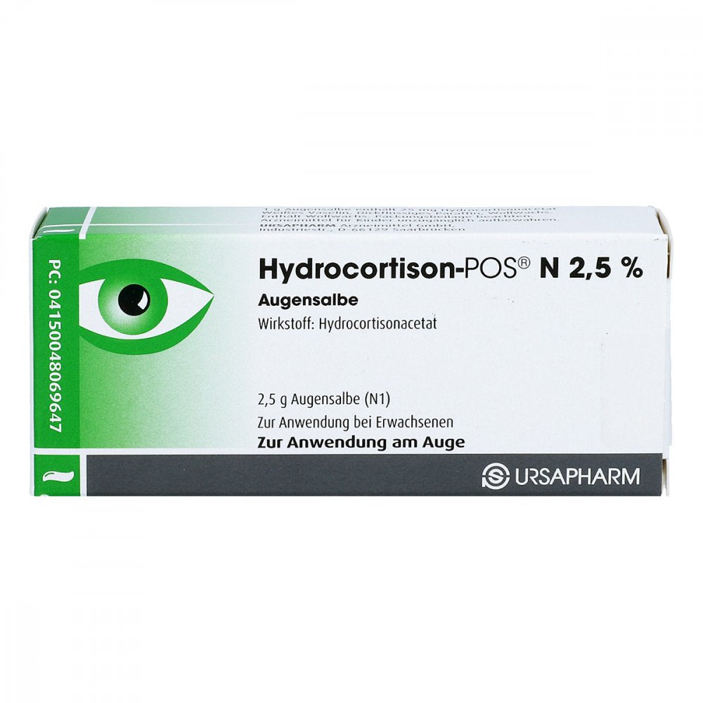 Das Produktfoto zeigt Hydrocortison Pos N 2,5% Augensalbe (2.5 g) PZN 04806964