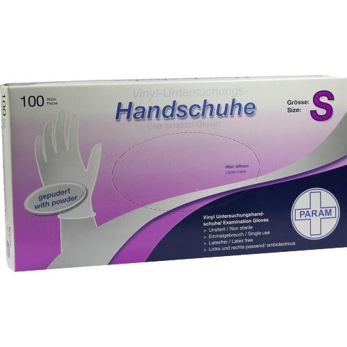 Das Produktfoto zeigt Handschuhe Einmal Vinyl Gepudert S (100 stk) PZN 04819010
