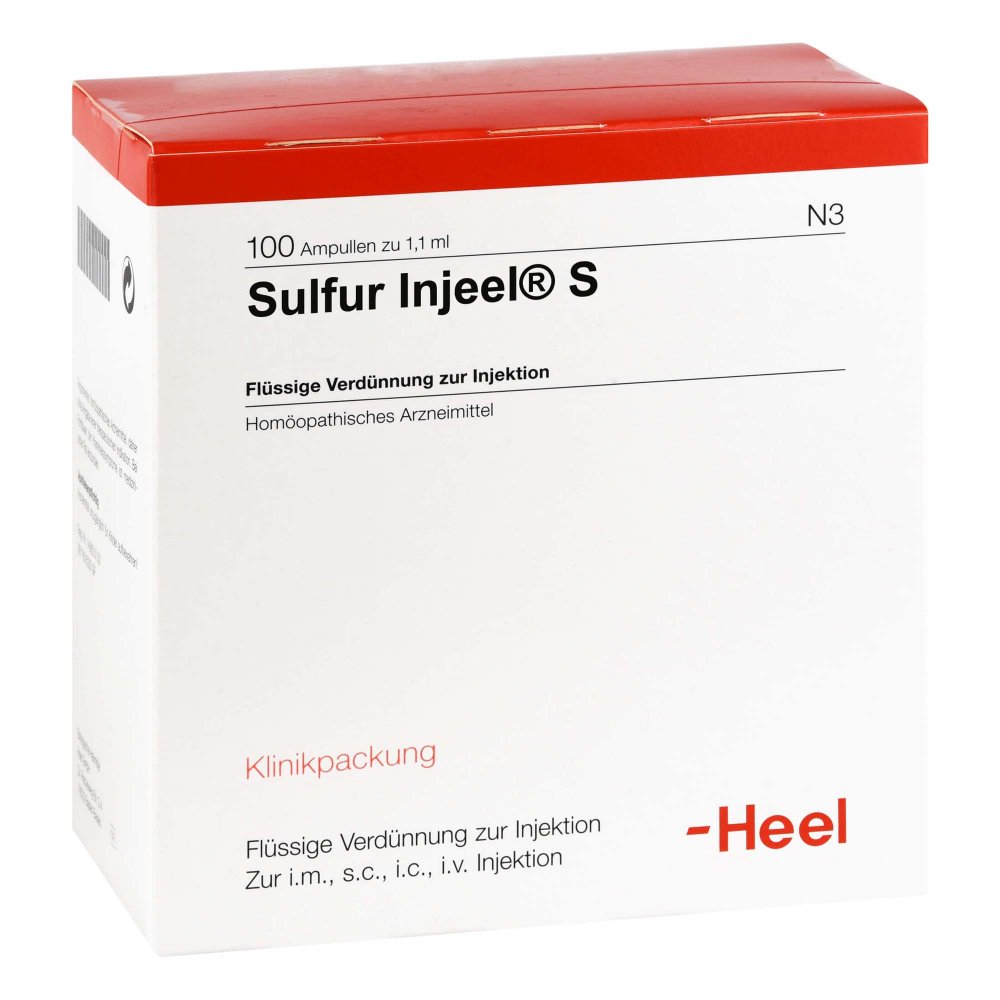 Das Produktfoto zeigt Sulfur Injeel S Ampullen (100 stk) PZN 04836623