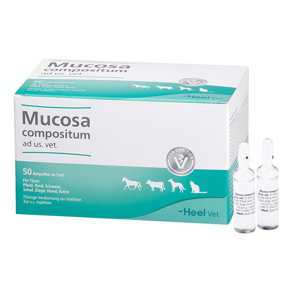 Das Produktfoto zeigt Mucosa Compositum Ad Us.Vet.Ampullen (50X5 ml) PZN 04871341
