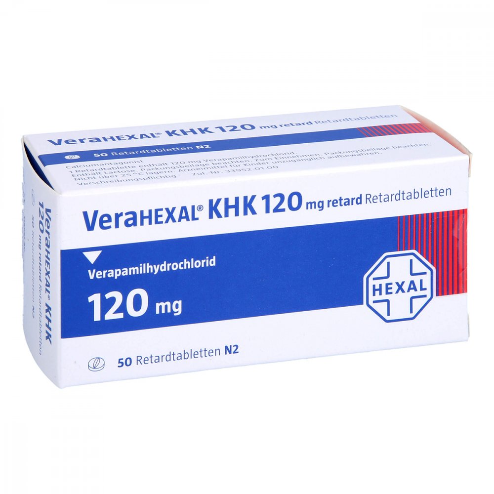Das Produktfoto zeigt Verahexal Khk 120 Mg Retard Tabl. (50 stk) PZN 04897547