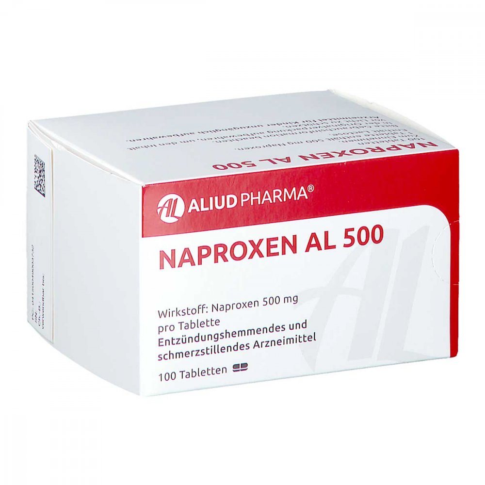 Das Produktfoto zeigt Naproxen Al 500 Tabletten (100 stk) PZN 04900373