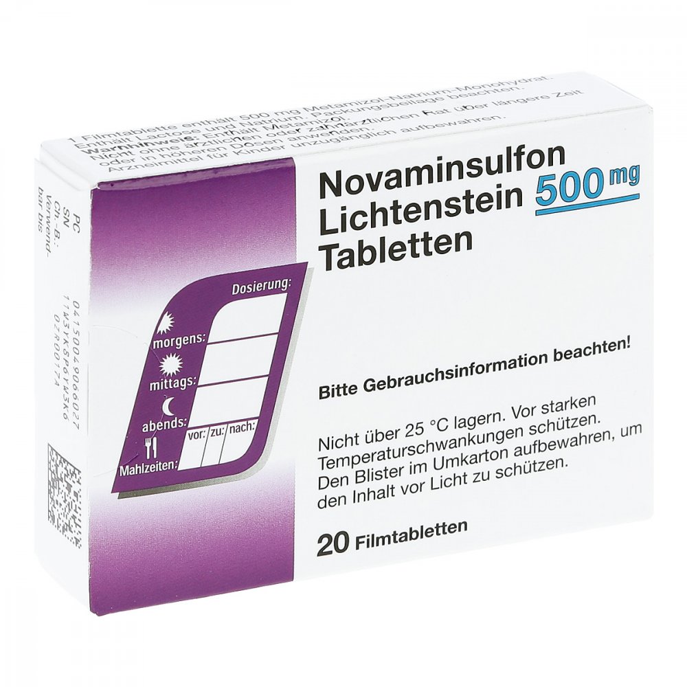 Novaminsulfon Lichtenstein 500 Mg Filmtabletten (20 stk)