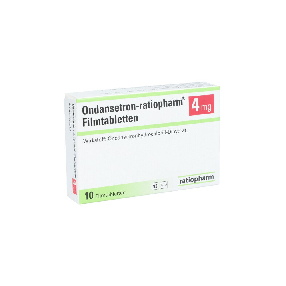 Das Produktfoto zeigt Ondansetron-Ratiopharm 4 Mg Filmtabletten (10 stk) PZN 04908305