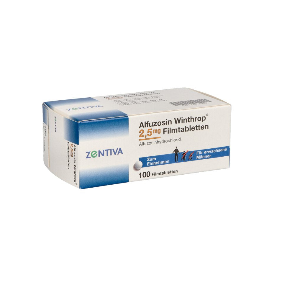 Das Produktfoto zeigt Alfuzosin Winthrop 2,5 Mg Filmtabletten (100 stk) PZN 04944956