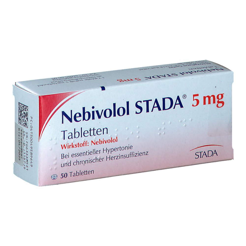 Das Produktfoto zeigt Nebivolol Stada 5 Mg Tabletten (50 stk) PZN 04958964