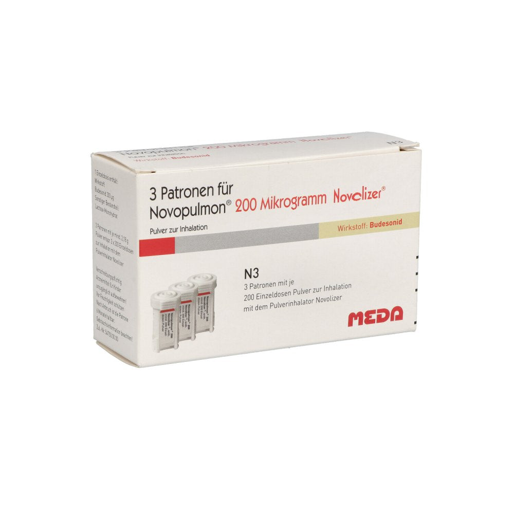 Das Produktfoto zeigt Novopulmon 200 Μg Novolizer Patrone 3x200 Ed (3X200 stk) PZN 04972941