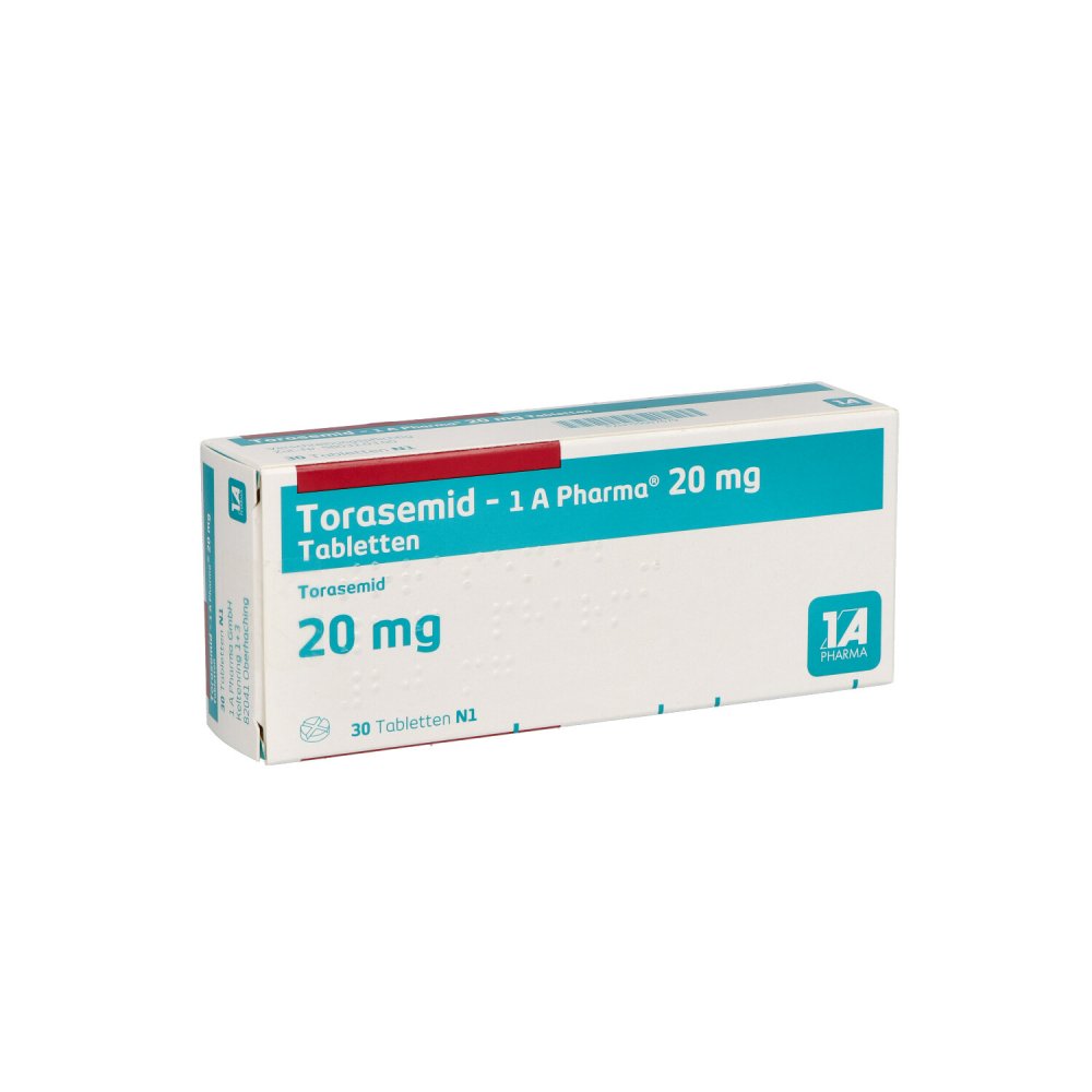 Das Produktfoto zeigt Torasemid-1a Pharma 20 Mg Tabletten (30 stk) PZN 05007679