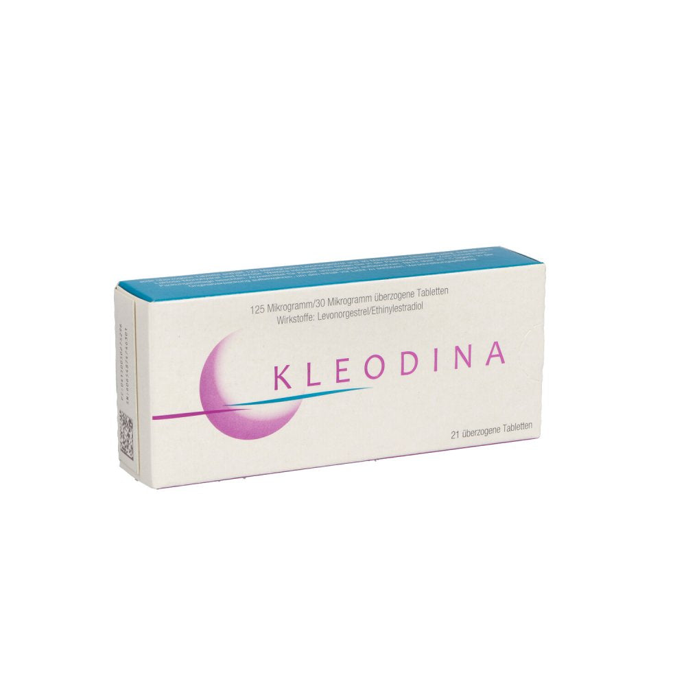 Das Produktfoto zeigt Kleodina 125 Mikrogramm/30 Mikrogramm Üb.Tabl. (21 stk) PZN 05027529