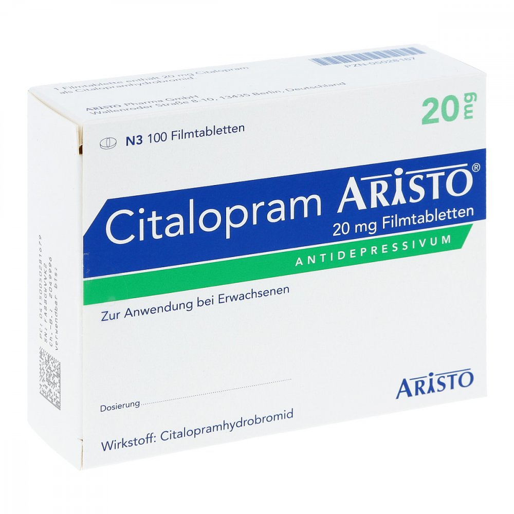 Citalopram Aristo 20 Mg Filmtabletten (100 stk)