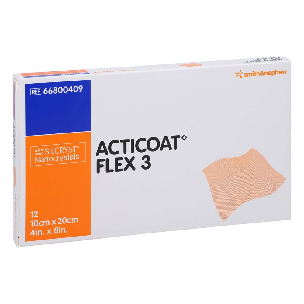 Das Produktfoto zeigt Acticoat Flex 3 10x20 Cm Verband (12 stk) PZN 05372864