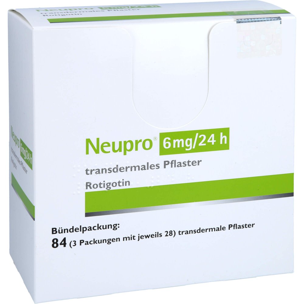 Das Produktfoto zeigt Neupro 6 Mg/24 H Transdermale Pflaster (84 stk) PZN 05381633
