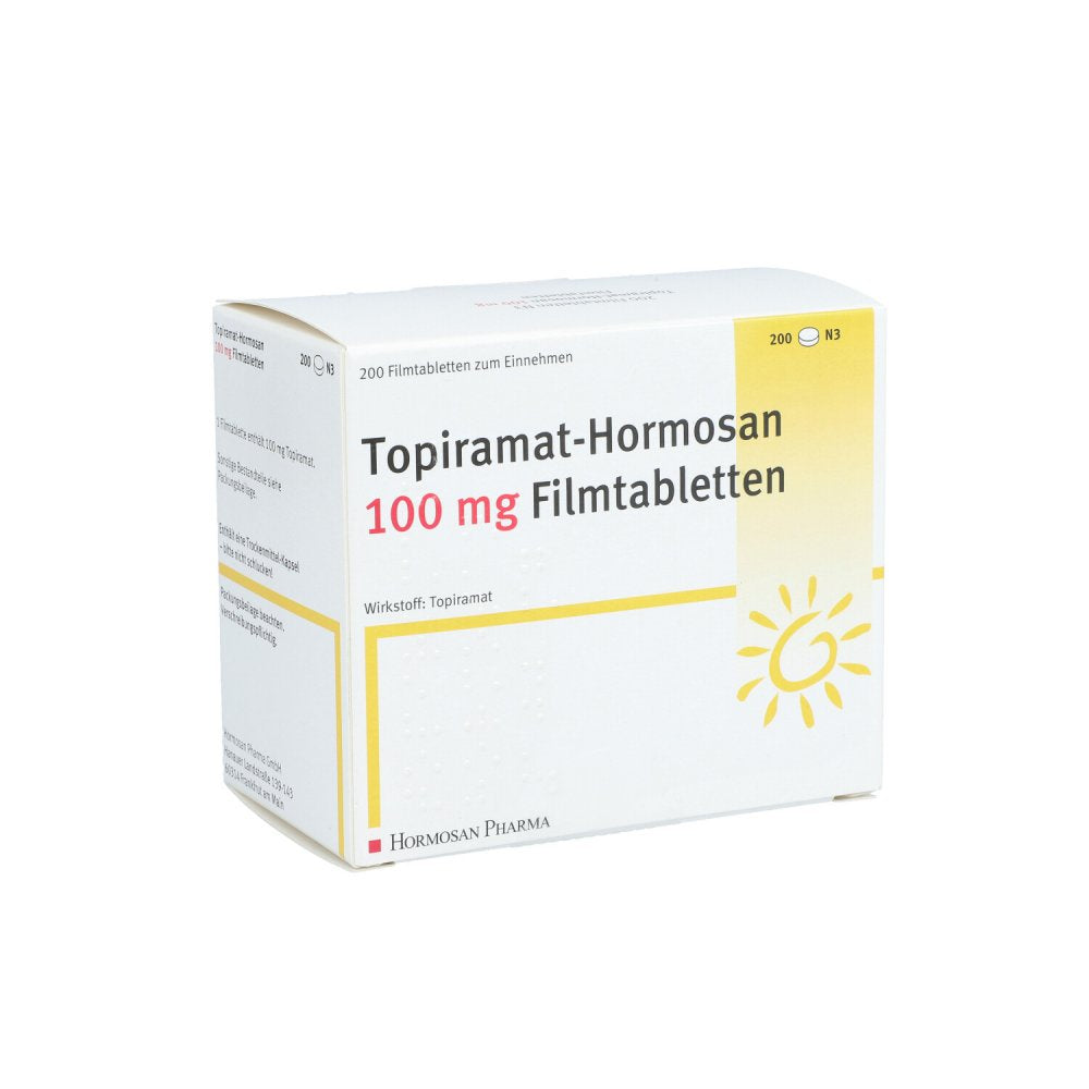 Das Produktfoto zeigt Topiramat Hormosan 100 Mg Filmtabletten (200 stk) PZN 05395730