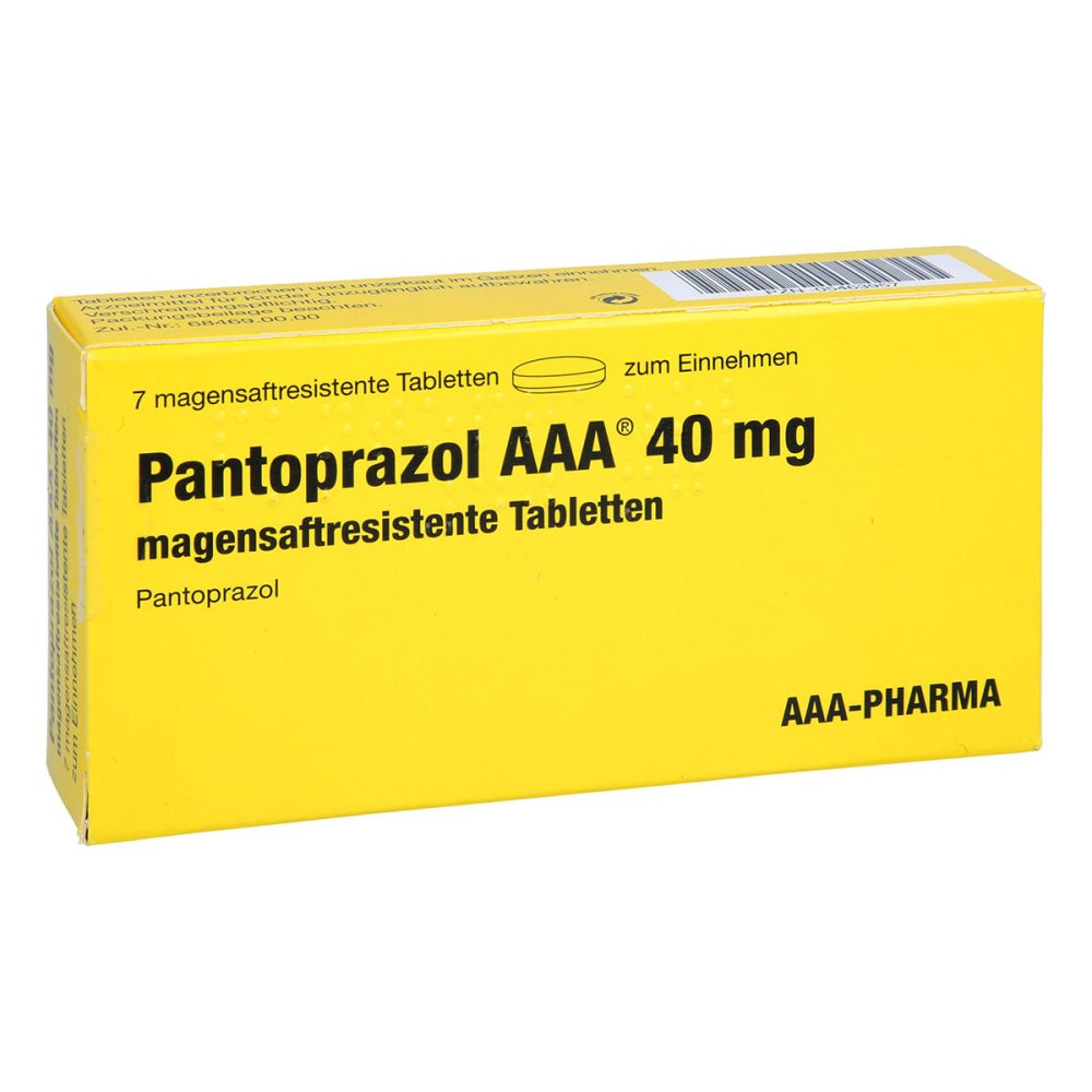 Das Produktfoto zeigt Pantoprazol Aaa 40 Mg Magensaftres.Tabletten (7 stk) PZN 05463957