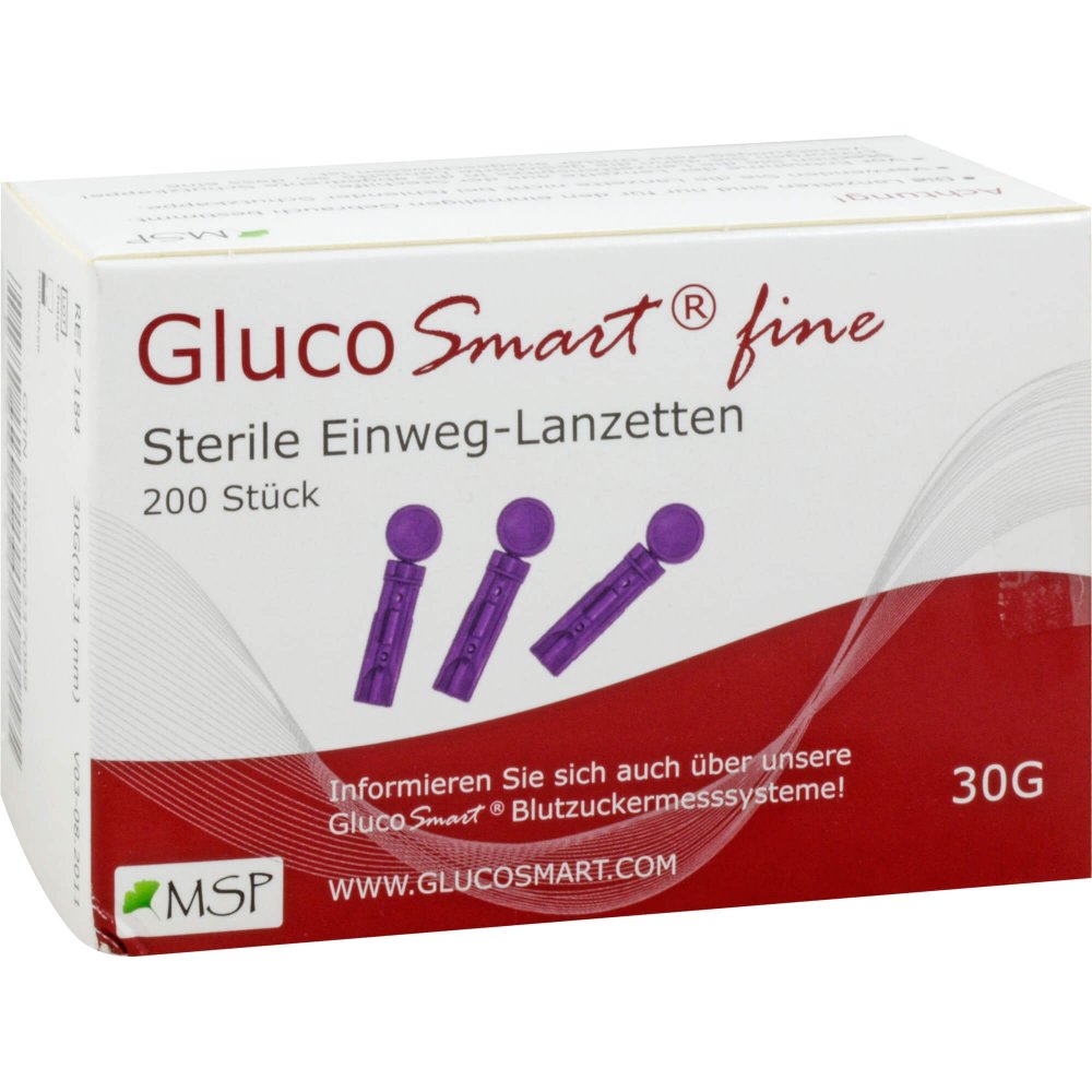 Das Produktfoto zeigt Glucosmart Fine Lanzetten (200 stk) PZN 05496520