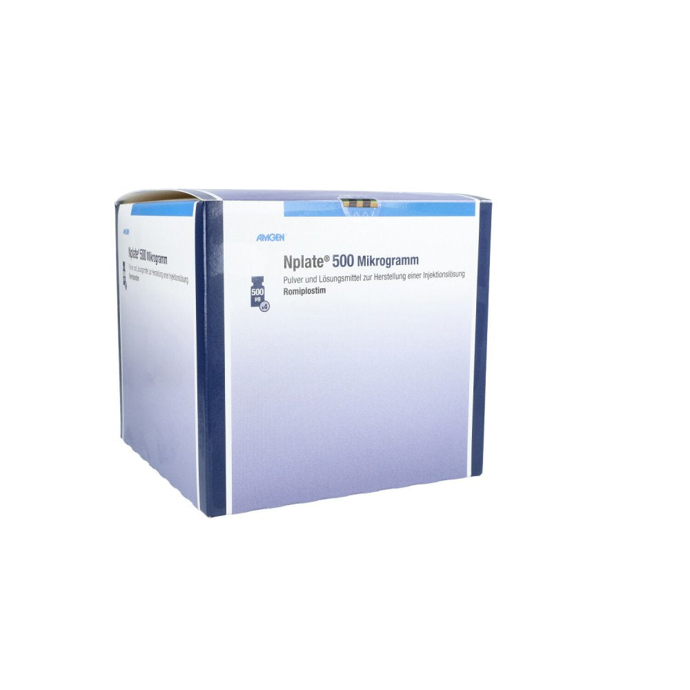 Das Produktfoto zeigt Nplate 500 Μg Plv.U.Lösungsm.Z.Her.E.Inj.-Lsg. (4 stk) PZN 05515039