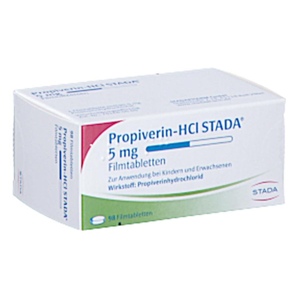 Das Produktfoto zeigt Propiverin-Hcl Stada 5 Mg Filmtabletten (98 stk) PZN 05542332