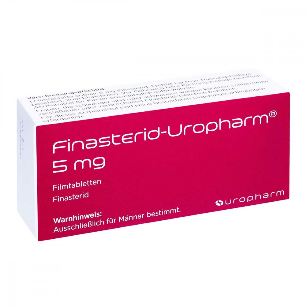 Das Produktfoto zeigt Finasterid-Uropharm 5 Mg Filmtabletten (30 stk) PZN 05553614