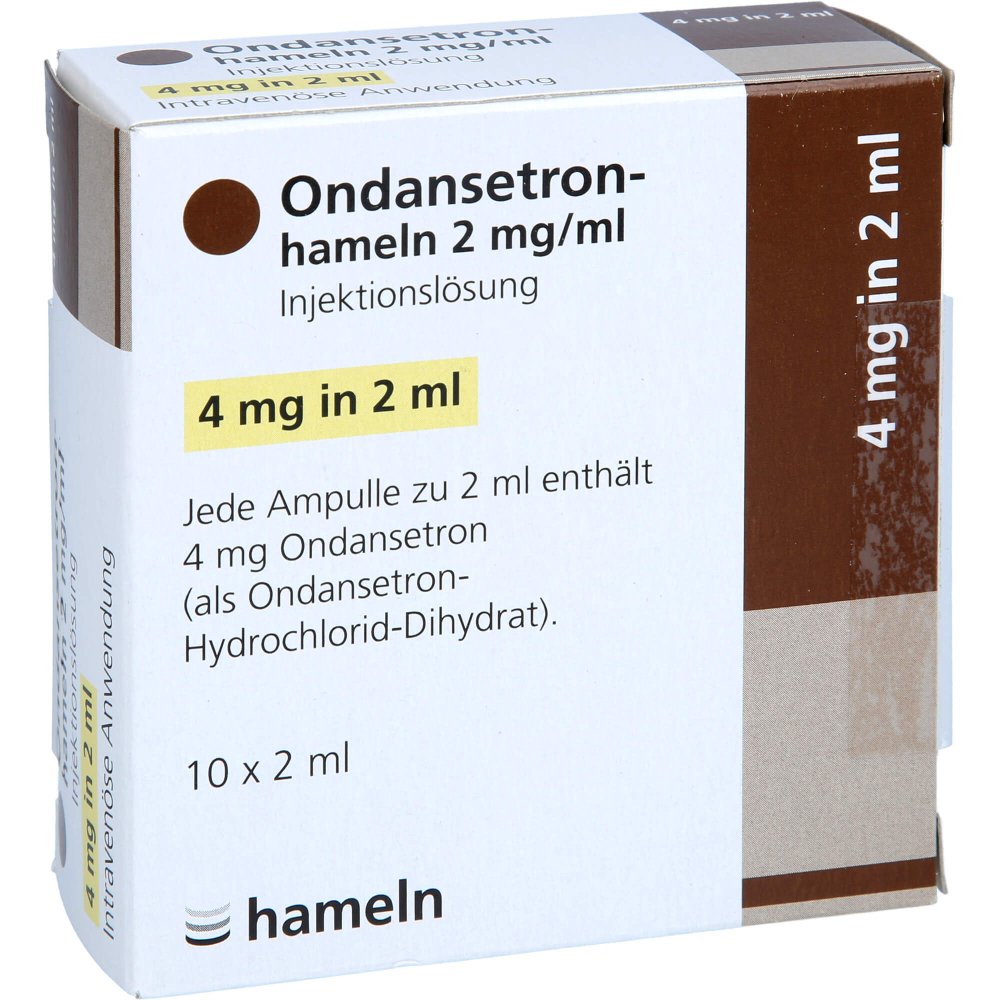Das Produktfoto zeigt Ondansetron-Hameln 2 Mg/Ml Injektionslösung Amp. (10X2 ml) PZN 05703893