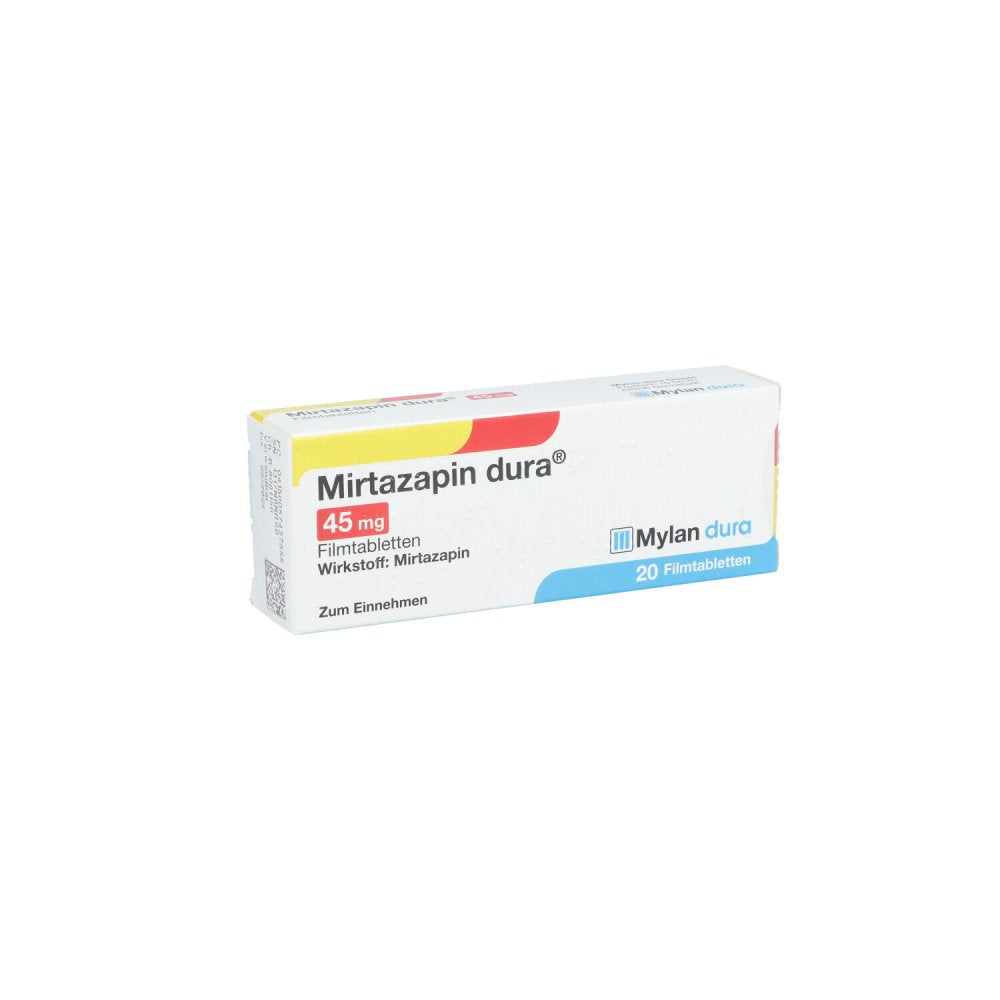 Das Produktfoto zeigt Mirtazapin Dura 45 Mg Filmtabletten (20 stk) PZN 05745785