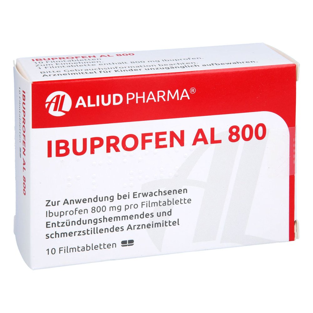 Das Produktfoto zeigt Ibuprofen Al 800 Filmtabletten (10 stk) PZN 05904930