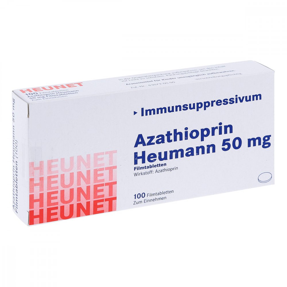 Das Produktfoto zeigt Azathioprin Heumann 50 Mg Filmtabletten Heunet (100 stk) PZN 05909703
