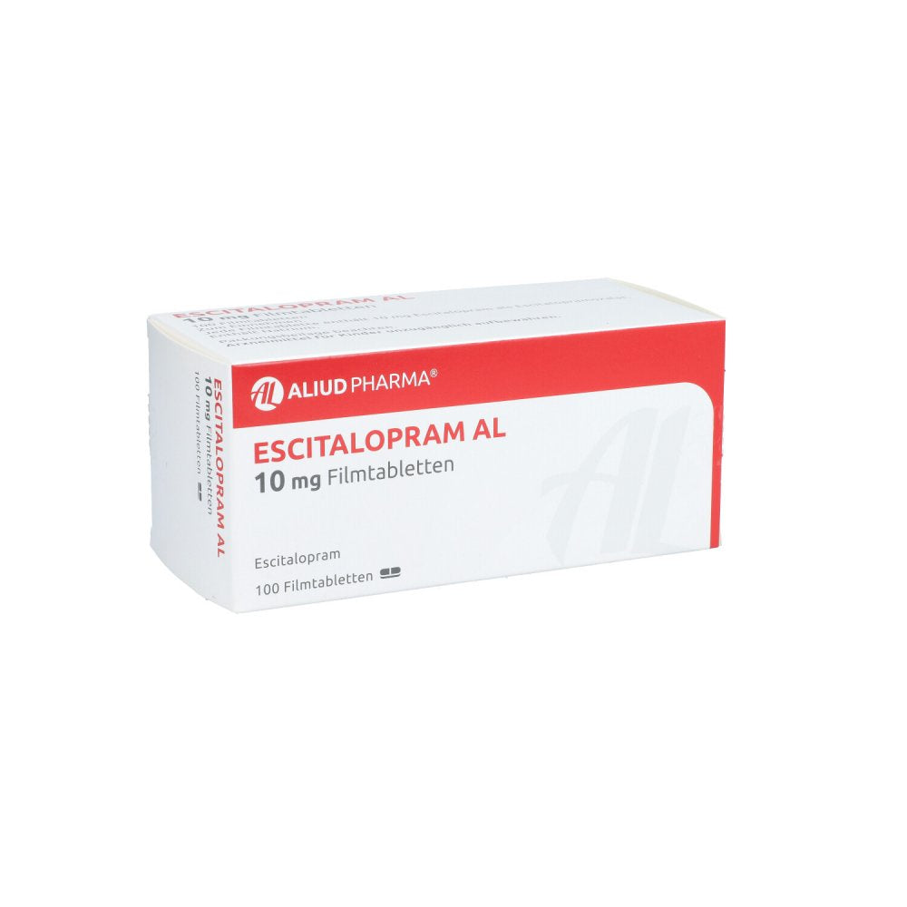 Das Produktfoto zeigt Escitalopram Al 10 Mg Filmtabletten (100 stk) PZN 05984567