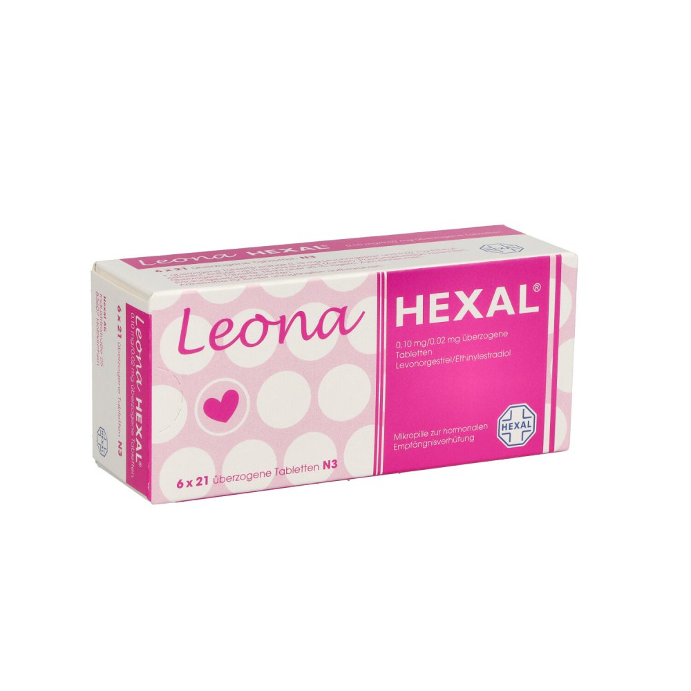 Leona Hexal 0,10 Mg/0,02 Mg Überz.Tabl. (6X21 stk)