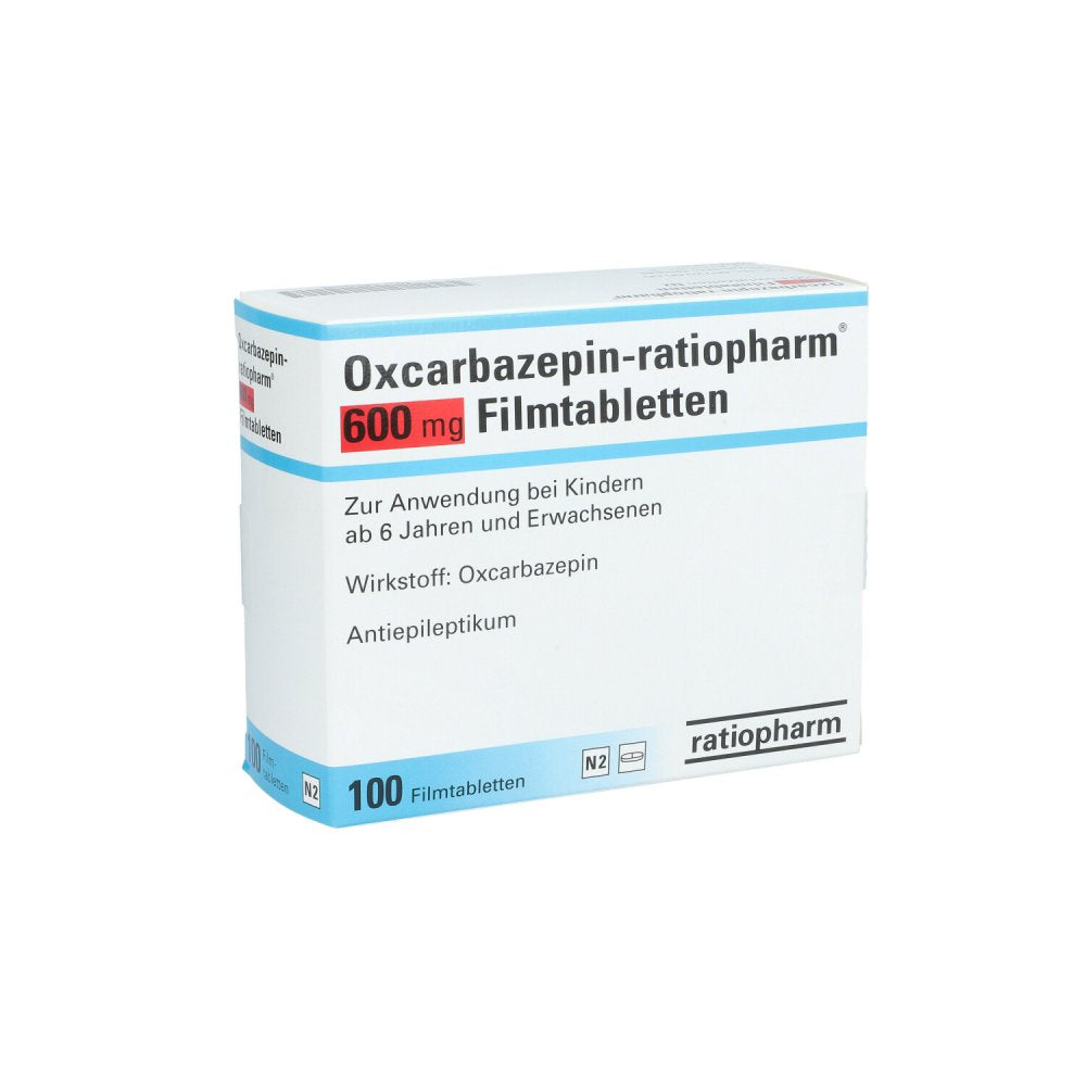 Das Produktfoto zeigt Oxcarbazepin-Ratiopharm 600 Mg Filmtabletten (100 stk) PZN 06055255