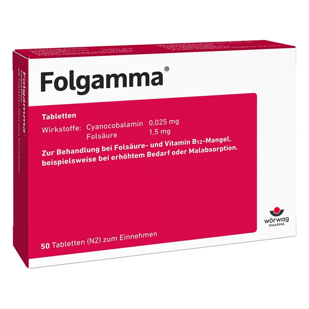 Das Produktfoto zeigt Folgamma Tabletten (50 stk) PZN 06198670
