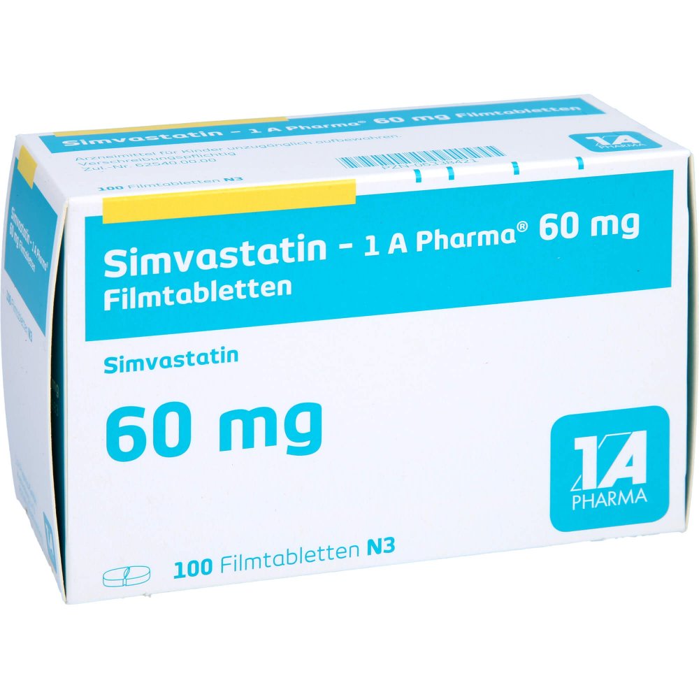 Simvastatin-1a Pharma 60 Mg Filmtabletten (100 stk)