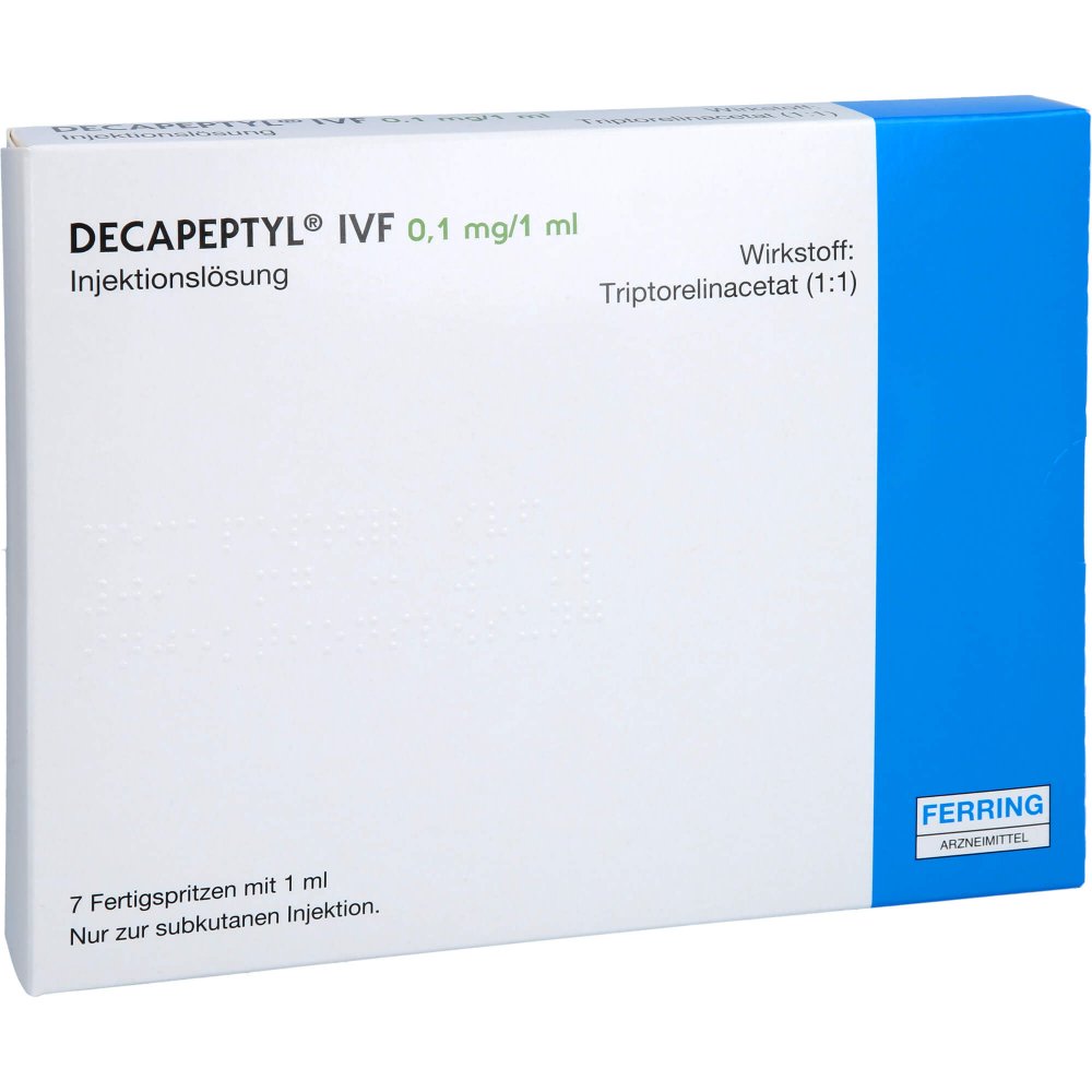 Das Produktfoto zeigt Decapeptyl Ivf 0,1 Mg/1 Ml Inj.-Lsg.Fertigspritze (7 stk) PZN 06412347