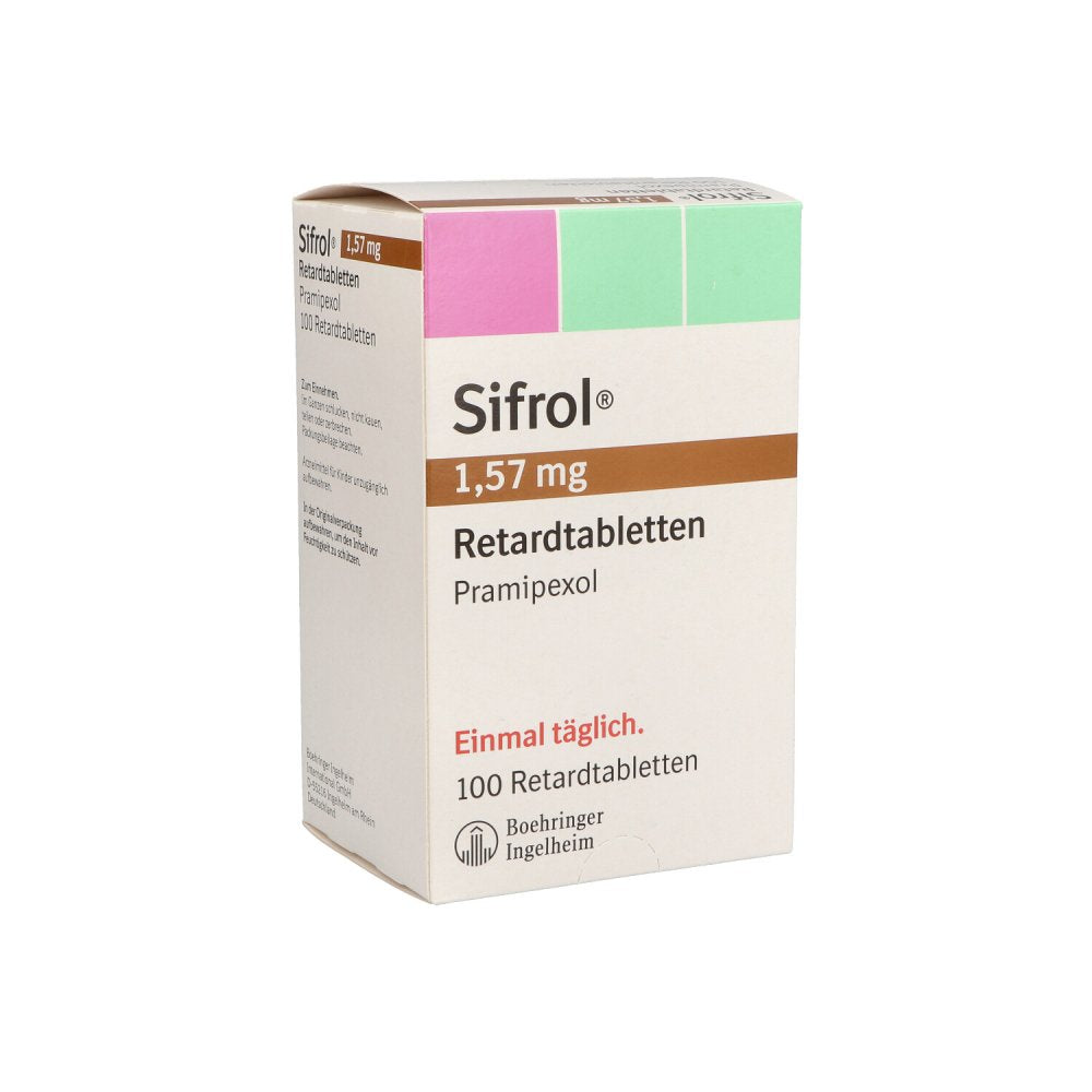 Das Produktfoto zeigt Sifrol 1,57 Mg Retardtabletten (100 stk) PZN 06439725