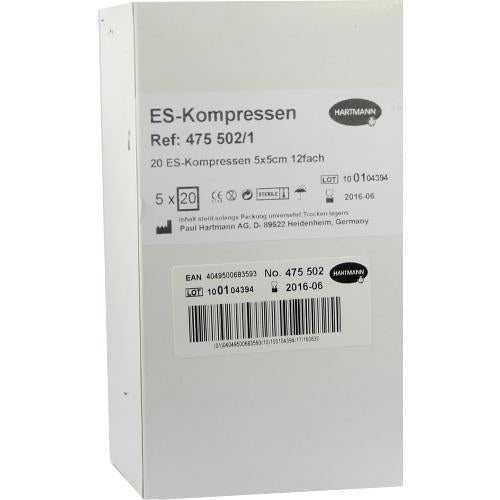 Es-Kompressen Steril 5x5 Cm 12fach Großpackung (5X20 stk)