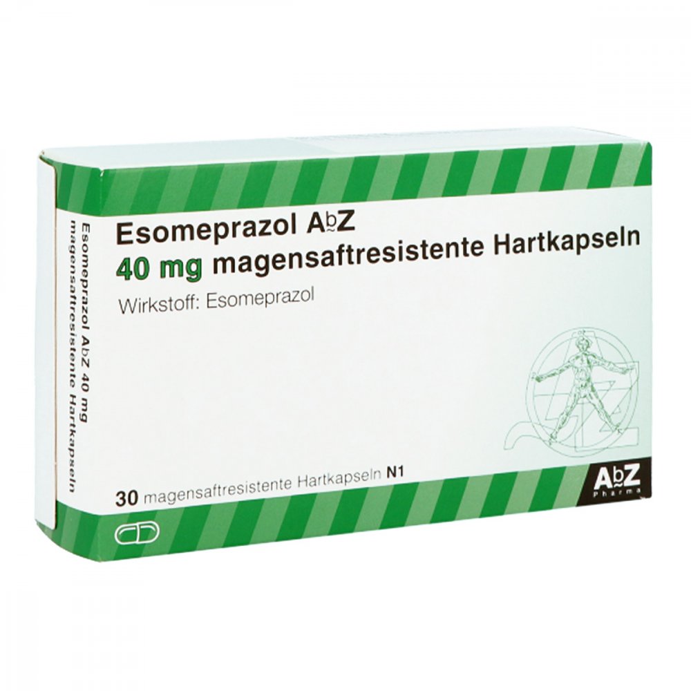 Das Produktfoto zeigt Esomeprazol Abz 40 Mg Magensaftr.Hartkapseln (30 stk) PZN 06465378
