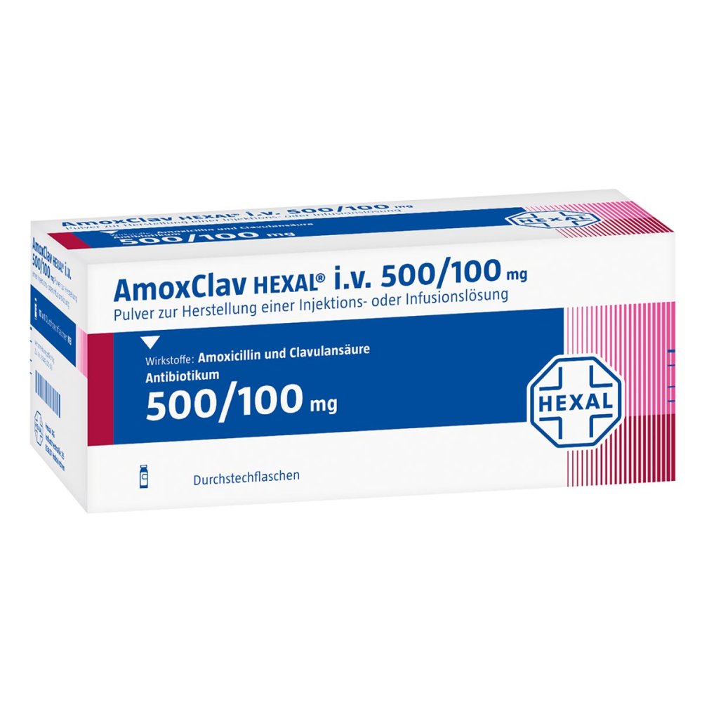 Amoxclav Hexal I.V.500/100 Mg P.Z.H.Inj.-/Inf.-L. (10 stk)