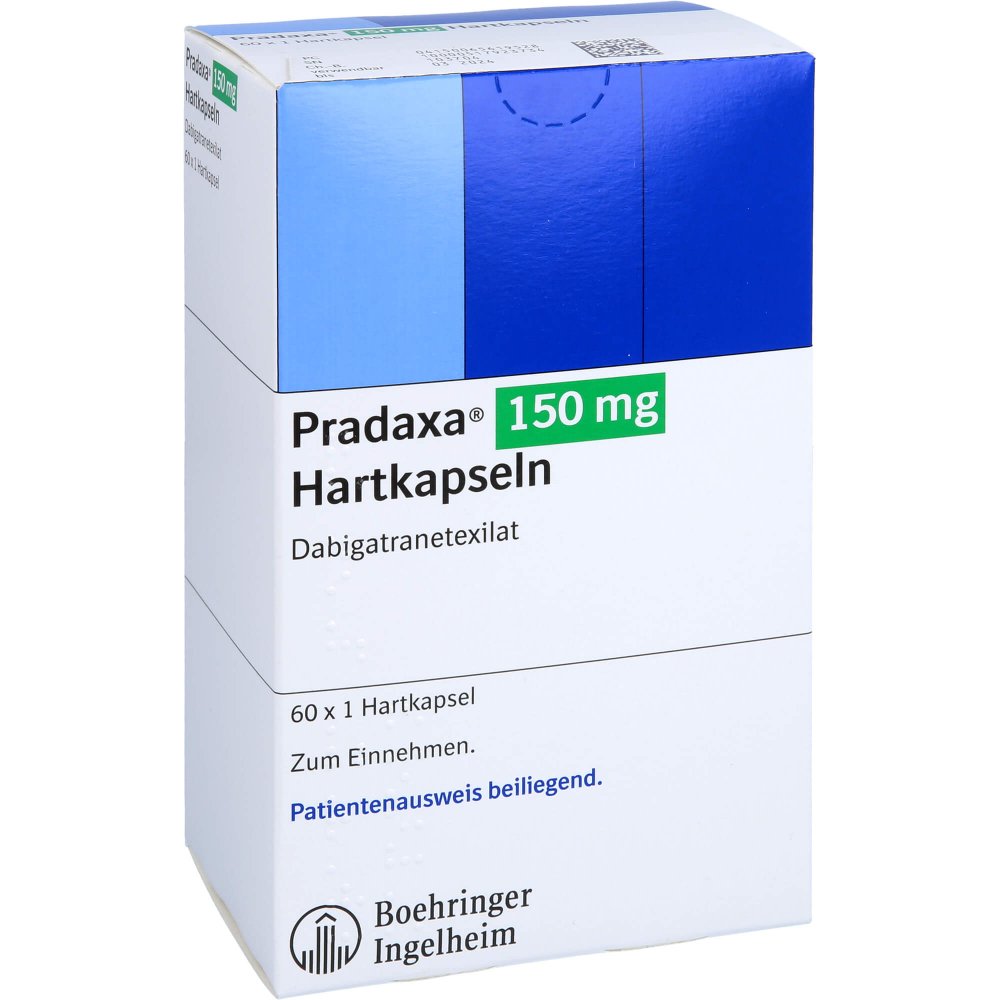 Das Produktfoto zeigt Pradaxa 150 Mg Hartkapseln (60 stk) PZN 06561952