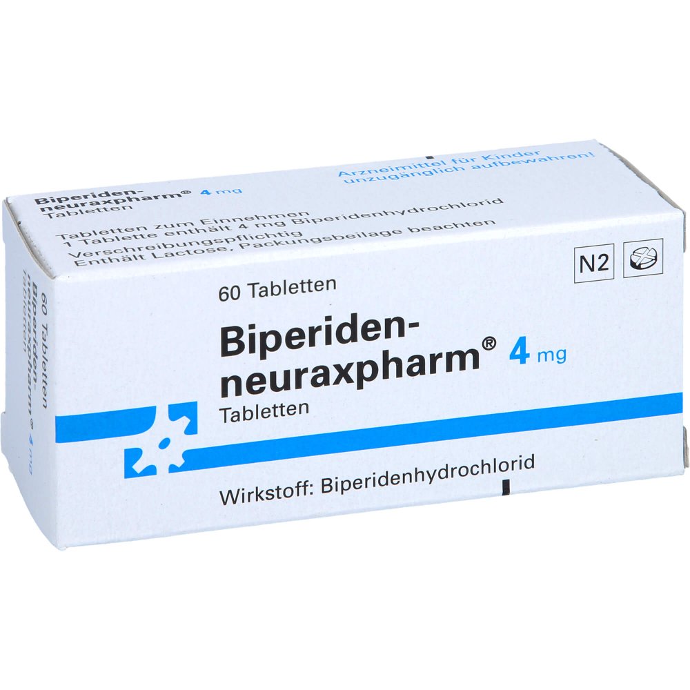 Das Produktfoto zeigt Biperiden-Neuraxpharm 4 Mg Tabletten (60 stk) PZN 06616765