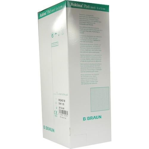 Das Produktfoto zeigt Askina Pad Wundauflage 5x5 Cm Nicht Haftend (100 stk) PZN 06647346