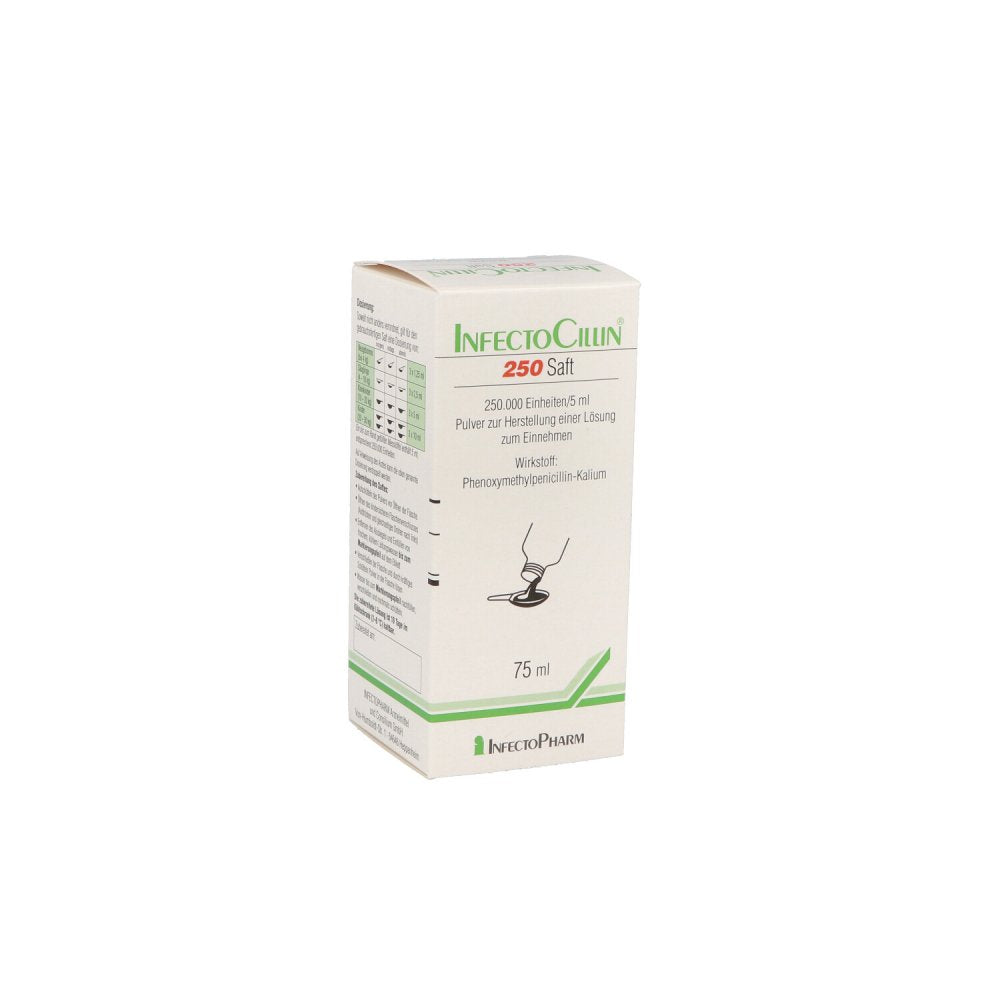 Das Produktfoto zeigt Infectocillin 250 Trockensaft (75 ml) PZN 06649598