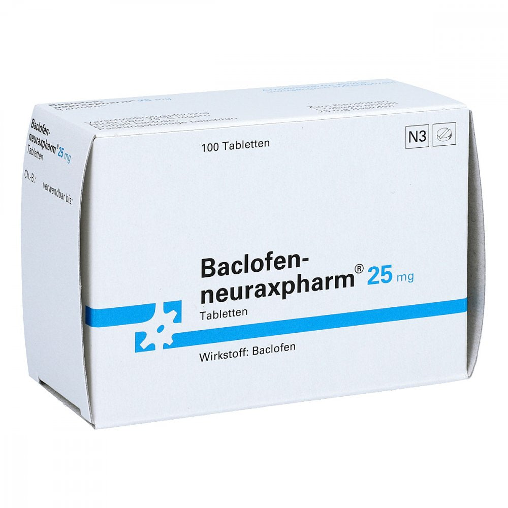 Das Produktfoto zeigt Baclofen-Neuraxpharm 25 Mg Tabletten (100 stk) PZN 06707261
