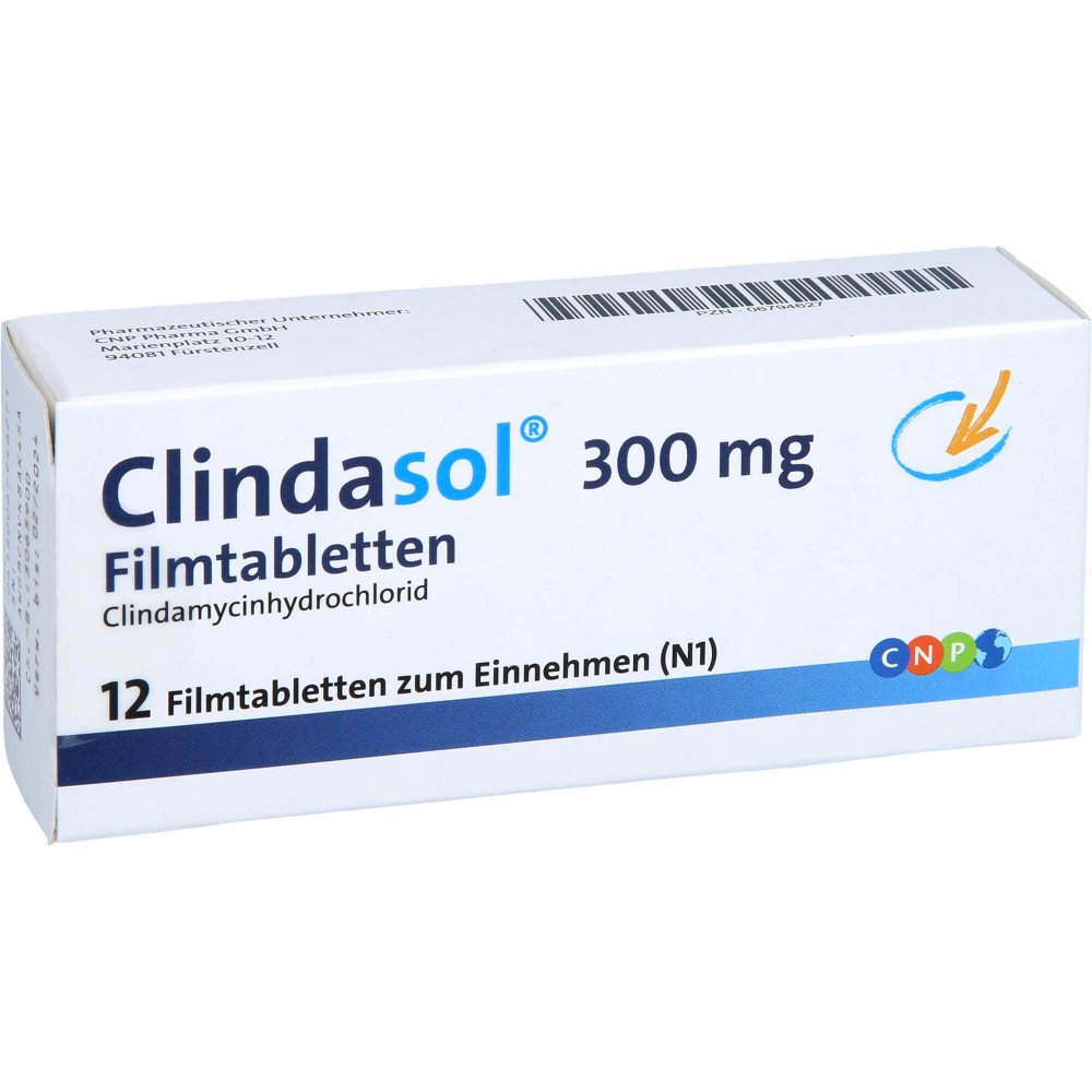 Das Produktfoto zeigt Clindasol 300 Mg Filmtabletten (12 stk) PZN 06794627
